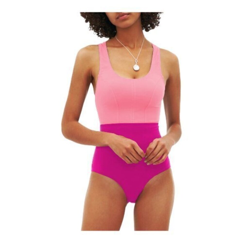 Swimsuit Racerback Padded Sport Pink 2-Tone Colorblock Size XL NWT #6280